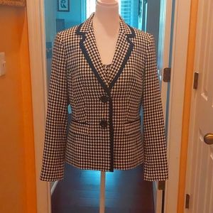 Kasper Blazer and bustier Suze 8 black n white houndstooth patern